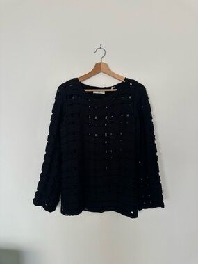 Sandro Paris Open-Knit Long Sleeve Sweater